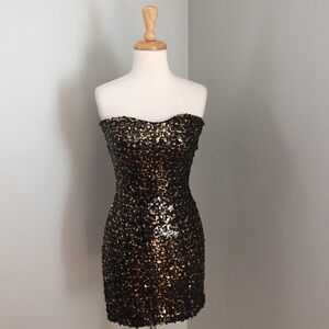 H&M black and gold sequin mini dress